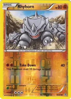 Rhyhorn 49/83 Reverse Holo Generations Pokemon Card NM - Image 1
