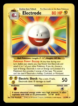 Electrode 21/102 Rare Base Set Pokemon Card - 2 - Image 1