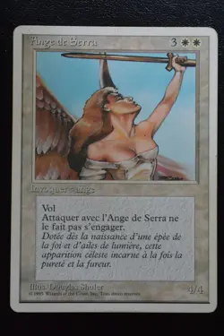 Magic The Gathering MTG SERRA ANGEL FRENCH Fourth Edition HP Heavily Played - Image 1