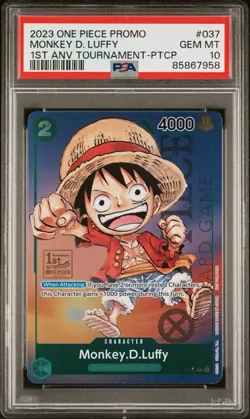 PSA 10 GEM - ONE PIECE - Promo Monkey D. Luffy 1st Anniversary Tournament P-037 - Image 1
