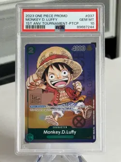 PSA 10 GEM - ONE PIECE - Promo Monkey D. Luffy 1st Anniversary Tournament P-037 - Image 1