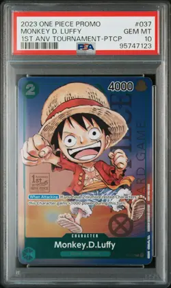 PSA 10 GEM - ONE PIECE - Promo Monkey D. Luffy 1st Anniversary Tournament P-037 - Image 1