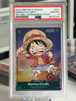 PSA 10 GEM - ONE PIECE - Promo Monkey D. Luffy 1st Anniversary Tournament P-037 - Image 1