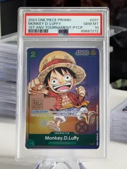 PSA 10 GEM - ONE PIECE - Promo Monkey D. Luffy 1st Anniversary Tournament P-037 - Image 1