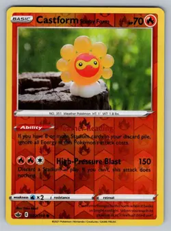 Castform Sunny Form 022/198 Reverse Holo Common Chilling Reign Pokemon NM - Image 1