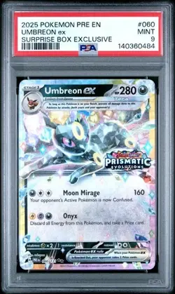 Pokemon Prismatic Evolutions Umbreon ex 060/131 Surprise Box Stamped PSA 9 484 - Image 1