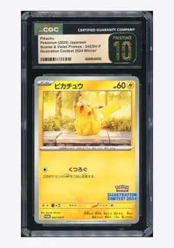 Pokemon CGC10 PRISTINE Pikachu Promo 2025 242/SV-P Illustration Contest Japanese - Image 1