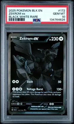 2025 POKEMON BLK EN-BLACK BOLT BLACK WHITE RARE #172 ZEKROM EX PSA 10 - Image 1