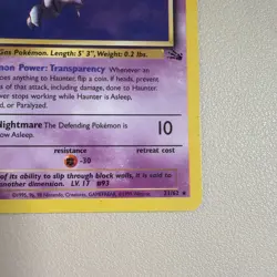 Haunter Pokemon Card Non-Holo 21/62 Fossil Set Rare 1999 Original LP - Image 3