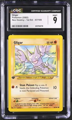 CGC MINT 9 Pokemon Gligar 67/105 2002 Neo Destiny 1st Edition - Image 1