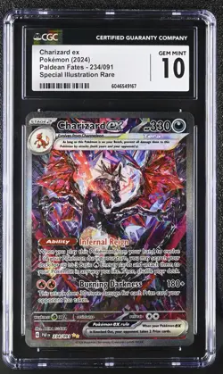 POKEMON CGC 10 2024 SV Paldean Fates Charizard ex 234/091 SIR *9167 - Image 1