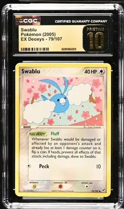 Pokemon Swablu 2005 EX Deoxys 79/107 CGC PRISTINE 10 - Image 1