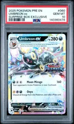 Pokemon Prismatic Evolutions Umbreon ex 060/131 Surprise Box Stamped PSA 10 478 - Image 1