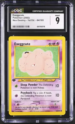 CGC MINT 9 Pokemon Exeggcute 64/105 2002 Neo Destiny 1st Edition - Image 1