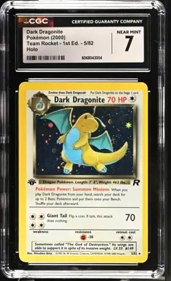 POKEMON CGC 7 NM Dark Dragonite 5/82 2000 Team Rocket - 1st Edition Rare Holo - Image 1