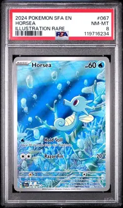 2024 POKEMON SFA EN-SHROUDED FABLE #067 HORSEA ILLUSTRATION RARE PSA 8 - Image 1