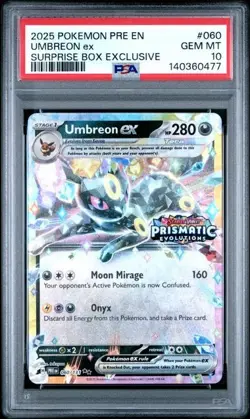 Pokemon Prismatic Evolutions Umbreon ex 060/131 Surprise Box Stamped PSA 10 477 - Image 1