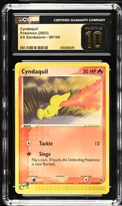 Pokemon Cyndaquil 2003 EX Sandstorm 59/100 CGC PRISTINE 10 - Image 1