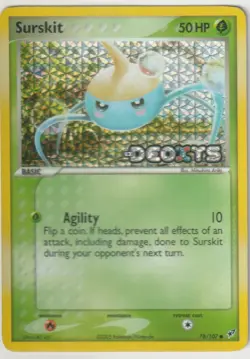 2005 Pokemon EX Deoxys Surskit [Reverse Holo] #78/107 NM MT Stamped - Image 1