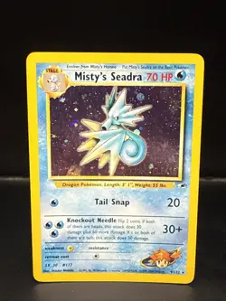 Pokemon TCG Misty's Seadra Holo Rare Gym Heroes Prerelease 9/132 BU - Image 1