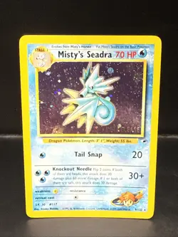Pokemon TCG Misty's Seadra Holo Rare Gym Heroes Prerelease 9/132 BU - Image 2