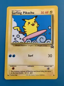 Surfing Pikachu #28 Black Star Promo Rare Vintage Pokemon Card - NM - Image 1