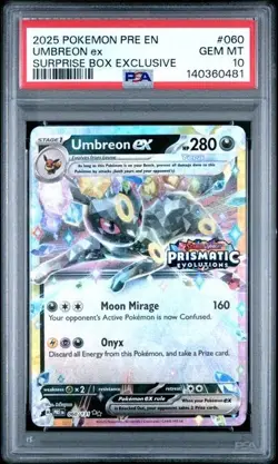 Pokemon Prismatic Evolutions Umbreon ex 060/131 Surprise Box Stamped PSA 10 481 - Image 1