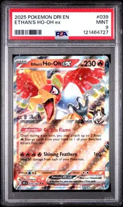 2025 POKEMON DRI EN-DESTINED RIVALS #039 ETHAN'S HO-OH EX PSA 9 - Image 1