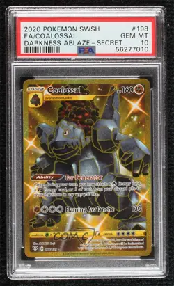 Secret - Coalossal Pokemon Sword & Shield Darkness Ablaze PSA 10 GEM MT - Image 1
