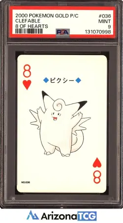 Pokemon 2000 Clefable #036 8 Of Hearts Pokemon Gold Playing Card Japanese PSA 9 - Image 1