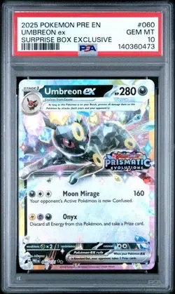 Pokemon Prismatic Evolutions Umbreon ex 060/131 Surprise Box Stamped PSA 10 473 - Image 1