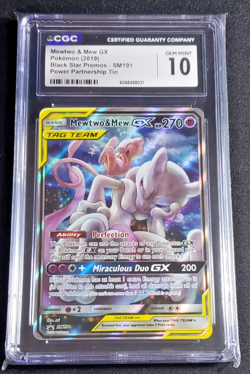 2019 Pokemon SM Black Star Promo #SM191 Mewtwo & Mew Gx FA CGC 10 - Image 1