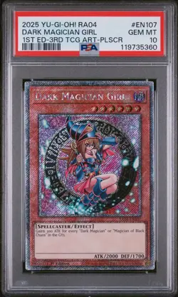 2025 YU-GI-OH! RA04-QUARTER CENTURY STAMPEDE #EN107 DARK MAGICIAN GIRL PSA 10 - Image 1