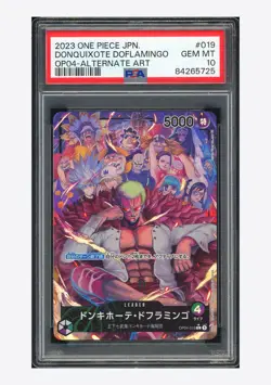 One Piece PSA 10 Donquixote Doflamingo L Alt Art 2023 OP04-019 OP04 Japanese - Image 1