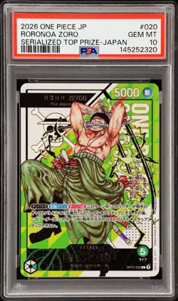 One Piece PSA 10 Roronoa Zoro L Promo 2026 OP12-020 Top Prize Japanese #2 - Image 1
