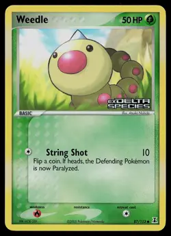 Pokemon Card - Weedle Delta Species Stamped 87/113 Common Reverse Holo - Image 1
