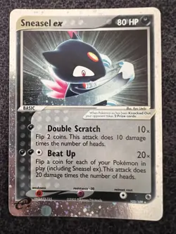 Sneasel ex 103/109 Ruby and Sapphire Ultra Rare Holo Pokemon Card NM/LP - Image 1