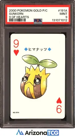 Pokemon 2000 Sunkern 191A 9 Of Hearts Pokemon Gold Playing Card Japanese PSA 9 - Image 1