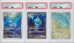 2023 Pokemon Mew En Squirtle Wartortle Blastoise Illust. Rare 3-Card Set PSA 9!! - Image 1