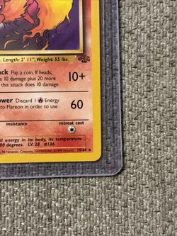 Pokemon Flareon Card 19/64 Jungle Regular TCG Non-Holo LP - Image 2