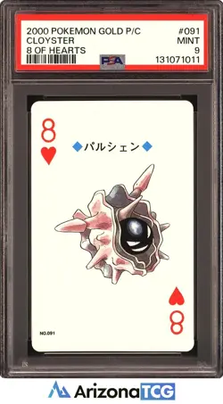 Pokemon 2000 Cloyster #091 8 of Hearts Pokemon Gold Playing Card Japanese PSA 9 - Image 1