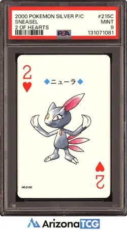 Pokemon Silver 2000 Sneasel #215C 2 Of Hearts Playing Card Japanese PSA 9 - Image 1