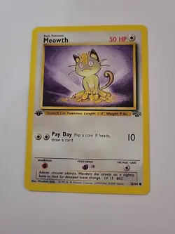 Pokemon TCG Meowth Jungle Card 56/64 1st Edition Common - Image 1