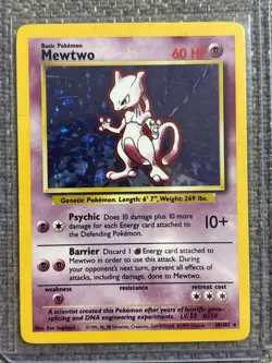 Pokemon TCG Mewtwo Holo Rare Card Base Set 10/102 Vintage Unlimited LP - Image 1
