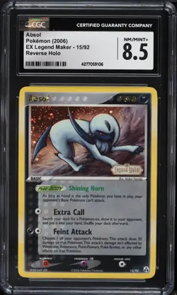 CGC 8.5 Absol Reverse Holo Rare 15/92 EX Legend Maker Pokemon card TCG - Image 1