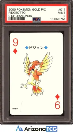 Pokemon Gold 2000 Pidgeotto 017 9 Of Diamonds Playing Card Japanese PSA 9 - Image 1