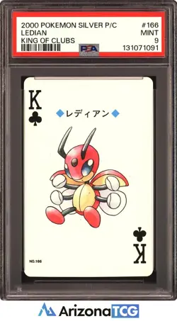 Pokemon 2000 Ledian 166 King Of Clubs Pokemon Silver Playing Card Japanese PSA 9 - Image 1