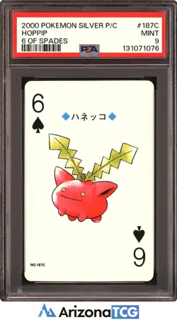 Pokemon 2000 Hoppip 187C 6 Of Spades Pokemon Silver Playing Cards Japanese PSA 9 - Image 1