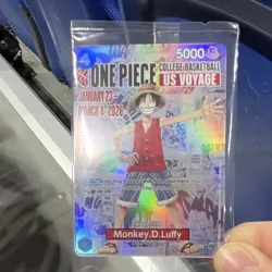 Bandai One Piece Card Game Monkey.D.Luffy US Voyage Promo Holo Character Card - Image 1