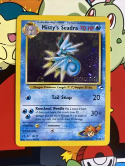 Prerelease Misty's Seadra 9/132 Gym Heroes Holo Rare Vintage Pokemon Card LP+ - Image 1